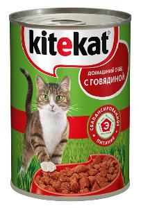 Консервы для кошек Kitekat говядина 0,4 кг.