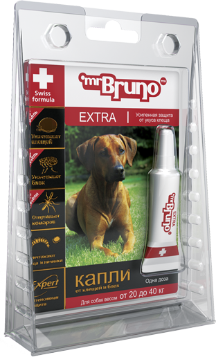 Капли для собак Mr.Bruno Extra от паразитов 20-40 кг.