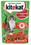 Паучи для кошек Kitekat с говядиной в соусе 0,1 кг.